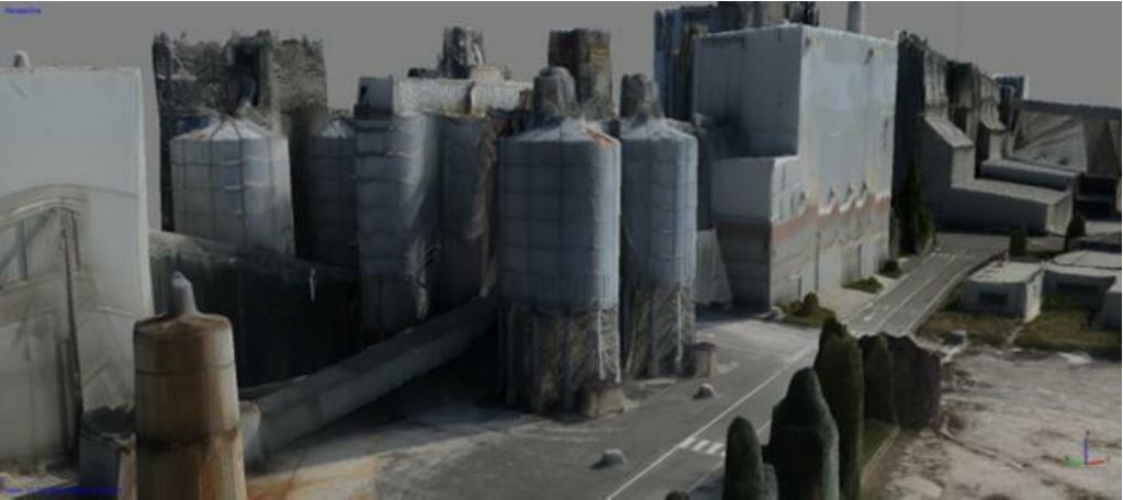 Modello tridimensionale dell’ex cementificio Holcim, realizzato a partire da immagini acquisite da dispositivi UAV.